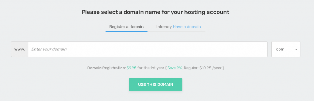 Register for a domain at FastComet